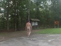 Checking out a public historic site while naked