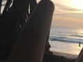 Public masturbation and flash compilation on the beach with people around