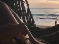 Public masturbation and flash compilation on the beach with people around