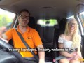 BUSTY British BLONDE left with a GOOEY CREAMPIE - Fake Driving School