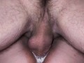 My wet pussy creams on a hard cock and overflows with hot sperm from a massive creampie
