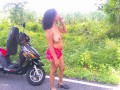 EBONY SOLO FEMALE PUBLIC GARDEN JUNGLE WOODS OUTSIDE SUMMER HOT
