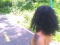 EBONY SOLO FEMALE PUBLIC GARDEN JUNGLE WOODS OUTSIDE SUMMER HOT