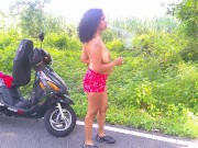 EBONY SOLO FEMALE PUBLIC GARDEN JUNGLE WOODS OUTSIDE SUMMER HOT