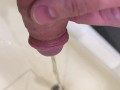 Morning pissing in the sink POV