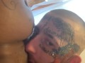 Up Close And Personal Pussy Licking Spitting and Slurping Nasty White Boy VS Ebony Step Mom