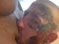 Up Close And Personal Pussy Licking Spitting and Slurping Nasty White Boy VS Ebony Step Mom