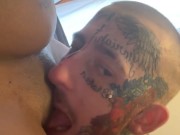 Up Close And Personal Pussy Licking Spitting and Slurping Nasty White Boy VS Ebony Step Mom