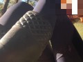 Redhead Lays Against A Tree, Strips Her Pants And Fingers Her Pussy Up Close Just For You