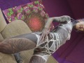 Tattooed slut bent over and begging her ass gets punished balls deep while that pussy stays untouche