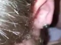 Sweet black pussy cums on white guys face