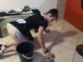 Pussy upskirt french maid get pissed on and cleans it