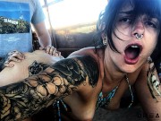 Porn inside an abandoned Bus in DESERT -Amateur Porn Vlog 2