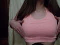 Horny in the gym ASMR boob play in sports bra