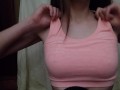 Horny in the gym ASMR boob play in sports bra