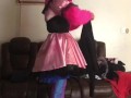 Sissy maid folds clothes 