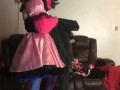 Sissy maid folds clothes 