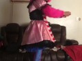 Sissy maid folds clothes 