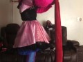 Sissy maid folds clothes 
