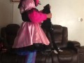 Sissy maid folds clothes 