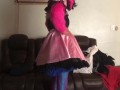Sissy maid folds clothes 