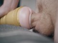 Big white dick penetrating fleshlight and thick cum