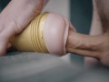 Big white dick penetrating fleshlight and thick cum