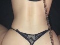 Teen cumslut gets ready for pounding on leash