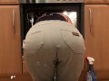 wife cleaning the oven is fucked in the kitchen