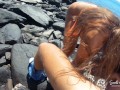 Quick Fuck & Blowjob with Fitness Girl on a Public Beach  POV Cum Mouth