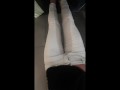 Desperate pee in white Jeans and rubbing my wet clit Full video on ModelHub