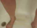 piss slave leashed & made to beg till she pees her panties