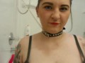 piss slave leashed & made to beg till she pees her panties