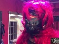 Queen Dominatrix Frida tortures Gagged Tranny in Chastity Cage and Bondage