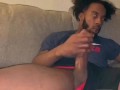 SMOKEPOLEBOY JACKING THICK 11inch BIG BLACK COCK ON COUCH...