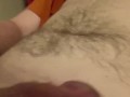 Young solo male pornstar cums on himself thinking about his sex sluts body