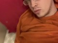 Young solo male pornstar cums on himself thinking about his sex sluts body