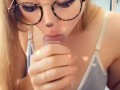 girl on Snapchat sucks big dick and gets covered in cum