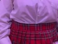 japanese girl stripteases in school girl outfit 