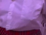 japanese girl stripteases in school girl outfit 