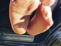 Sexy Backseat Outdoor Feet Tease