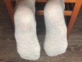 STUDENT GIRL SHOW FOOT IN GRAY SOCKS SMELL SOCKS AND WORSHIP FETISH