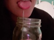 Rear View Feet While Pissing In A Jar