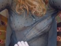 Cum on Big Natural Tits & Long Red Hair | Mesh Bodysuit Ginger Teen Amateur