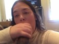 brunette babe loves cum in her mouth (follow on ig bootyfromtheblock