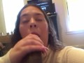 brunette babe loves cum in her mouth (follow on ig bootyfromtheblock