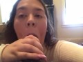 brunette babe loves cum in her mouth (follow on ig bootyfromtheblock