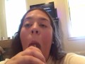 brunette babe loves cum in her mouth (follow on ig bootyfromtheblock