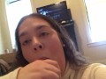 brunette babe loves cum in her mouth (follow on ig bootyfromtheblock