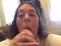 brunette babe loves cum in her mouth (follow on ig bootyfromtheblock